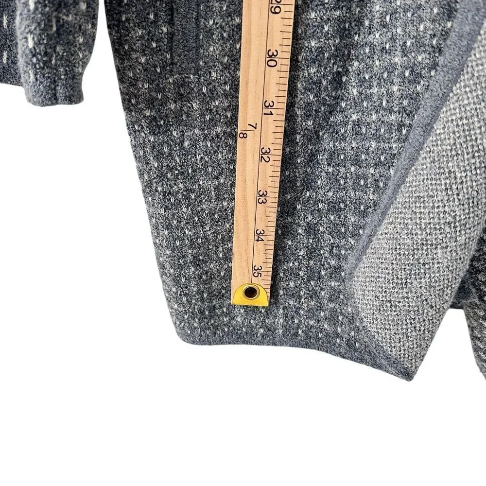 Pure Jill Grey White Snap Long Terrycloth‎ Cardigan Duster Spring Coat Size L
